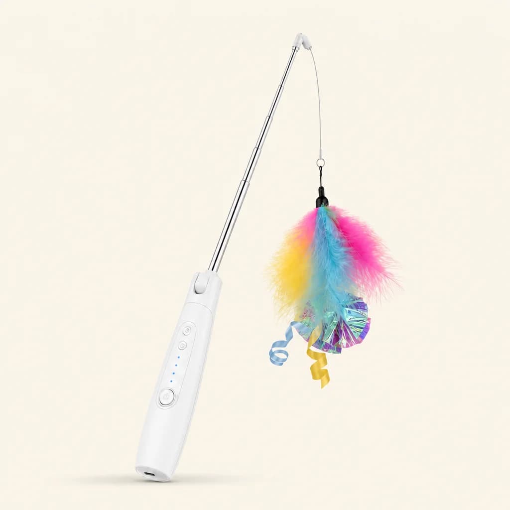Telescopic Cat Feather Wand Toy — Retractable Interactive Cat Teaser — image 1 — Fetch & Co.