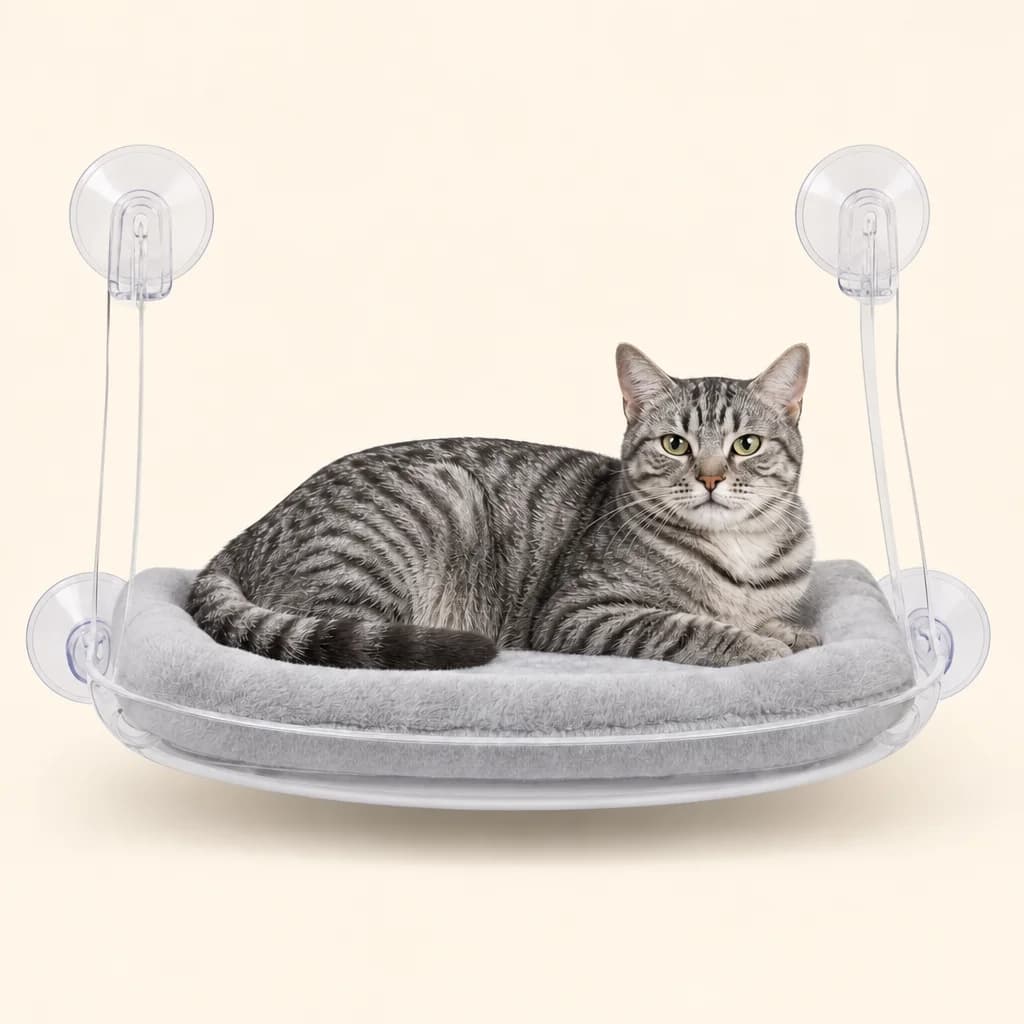 Cat Window Perch with Suction Cups — Wall-Mounted Cat Hammock Seat — image 1 — Fetch & Co.